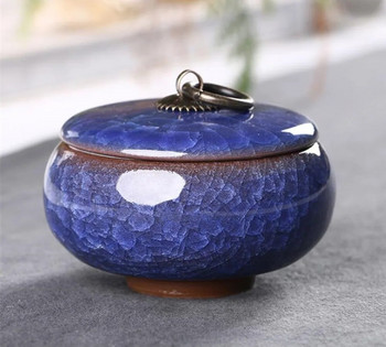 Китайски ретро Ice Crack Tea Caddies Керамична кутия Малък резервоар за съхранение на прах Античен цветен буркан за чай Комплект принадлежности за чай Аксесоари