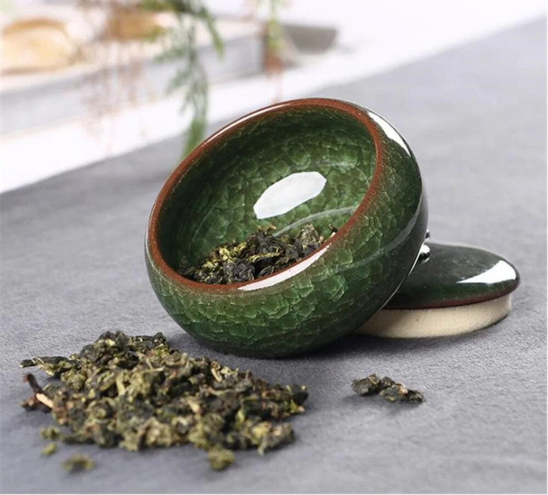 Kinų retro ledo krekingo arbatos formelės Keraminės skardos maži miltelių laikymo bakeliai Antikvariniai spalvingi arbatos indeliai arbatos indų rinkinio priedai