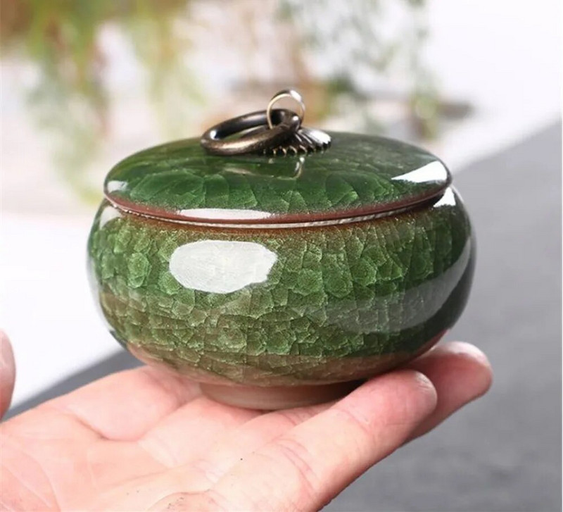 Kinų retro ledo krekingo arbatos formelės Keraminės skardos maži miltelių laikymo bakeliai Antikvariniai spalvingi arbatos indeliai arbatos indų rinkinio priedai