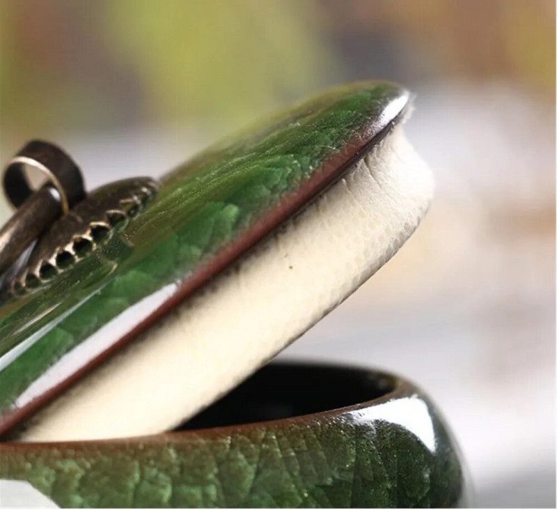 Kinų retro ledo krekingo arbatos formelės Keraminės skardos maži miltelių laikymo bakeliai Antikvariniai spalvingi arbatos indeliai arbatos indų rinkinio priedai