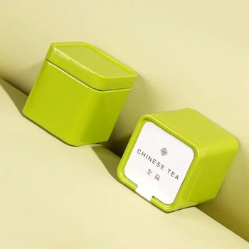 Mini Square Tea Caddies Tinplate Box Ароматен буркан със зелен чай Универсални подправки Кутия за съхранение на кафе Офис Домашна кухня Чай
