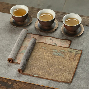 Велурена кърпа за чай Домакинска дзен маса за чай Кърпа за чай Висококачествена абсорбираща глина Подложка за чай Kung Fu Чай Салфетка за чай Аксесоари за чай