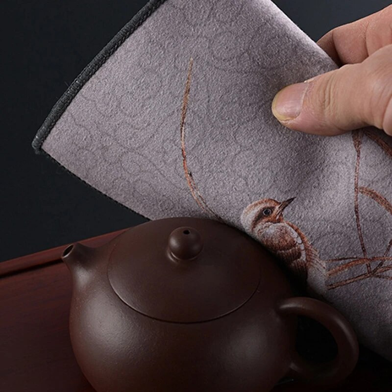 Kinietiškas dažytas arbatos rankšluosčių valymo audinys arbatos kilimėlis, sutirštintas, sugeriantis skudurėlis, minkštas medvilninis virtuvės rankšluostis Kung Fu arbatos priedai