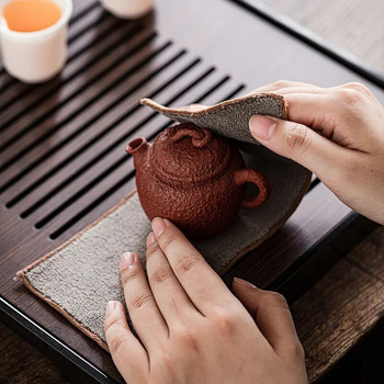 Ретро рисувана кърпа за чай Zen Kung Fu кърпа за чай Абсорбираща памучна кърпа за чай Памучна ленена кърпа Подложка Кухненски сервиз за чай Аксесоари
