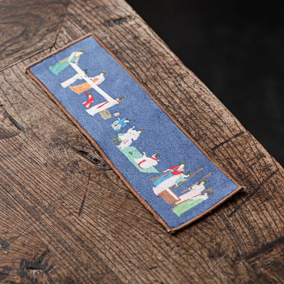 Retro dažytas arbatos rankšluostis Zen Kung Fu arbatos audinys, sugeriantis medvilninis arbatos audinys Medvilninis lininis audinys, virtuvės arbatos rinkinio priedai