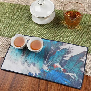 1PC Китайски рисувана дебела чаена кърпа Супер абсорбираща чаена кърпа от висок клас Аксесоари Подложки за маса Домакинска професионална салфетка RagTea