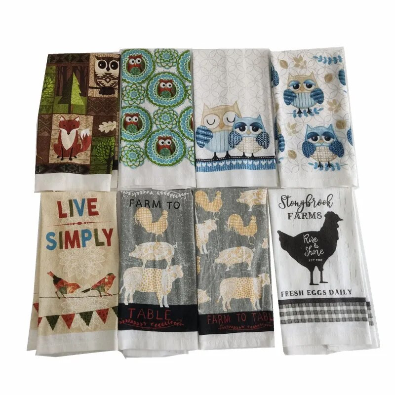 1tk 38x63cm värviline trükitud puuvillane köögirätikuga pesulapp vett imav puhastusvahend pühadekink