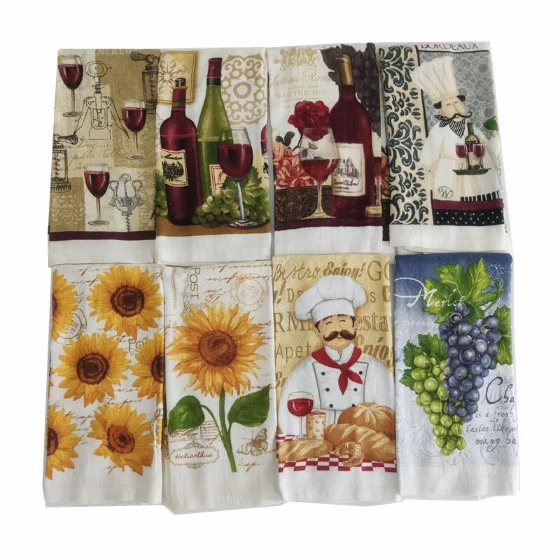 1tk 38x63cm värviline trükitud puuvillane köögirätikuga pesulapp vett imav puhastusvahend pühadekink