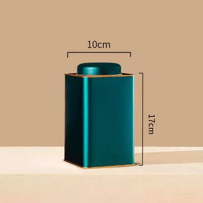 Üldine Tinplate Tea Caddy pakendikarp, suletud ruudukujulised purgid must tee valge tee tühjad purgid