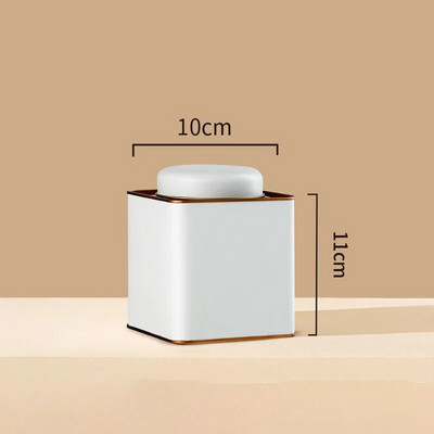 Üldine Tinplate Tea Caddy pakendikarp, suletud ruudukujulised purgid must tee valge tee tühjad purgid