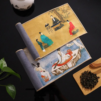 30*16 см Китайски рисувана дебела чаена кърпа Супер абсорбираща аксесоари за чай от висок клас Подложки за маса Домакинска професионална салфетка Ragtea