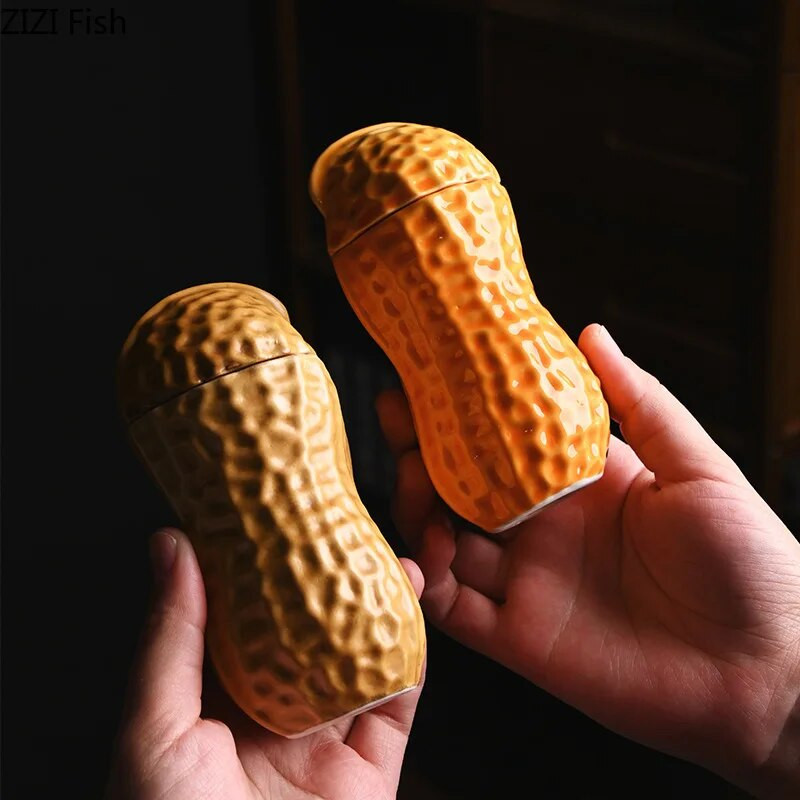 Δημιουργική απομίμηση φυστικιών κεραμικής αποθήκευσης Φορητό σφραγισμένο κουτί τσαγιού Κουζίνα καραμέλα αποξηραμένων φρούτων Διακοσμητικά αποθήκευσης καφέ Κουτί τσαγιού