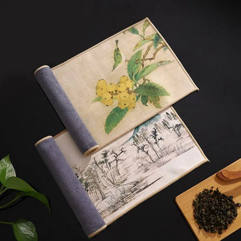 Κινεζική ζωγραφική σε αρχαίο στυλ πετσέτα τελετής τσαγιού Guochao Zen Tea Mat Παχύ υδατοαπορροφητικό ζωγραφισμένο πανί τσαγιού Πετσέτα τσαγιού