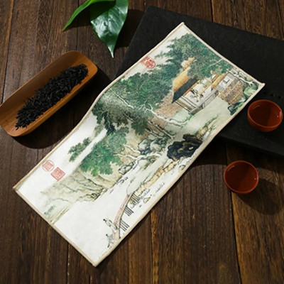 Kinų tapyba Senovinio stiliaus arbatos ceremonijos rankšluostis Guochao Zen arbatos kilimėlis sutirštintas vandenį sugeriantis dažytas arbatos audinio rankšluostis
