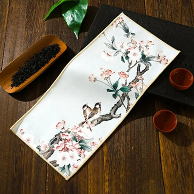 Kinų tapyba Senovinio stiliaus arbatos ceremonijos rankšluostis Guochao Zen arbatos kilimėlis sutirštintas vandenį sugeriantis dažytas arbatos audinio rankšluostis