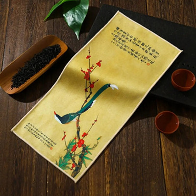 Kinų tapyba Senovinio stiliaus arbatos ceremonijos rankšluostis Guochao Zen arbatos kilimėlis sutirštintas vandenį sugeriantis dažytas arbatos audinio rankšluostis