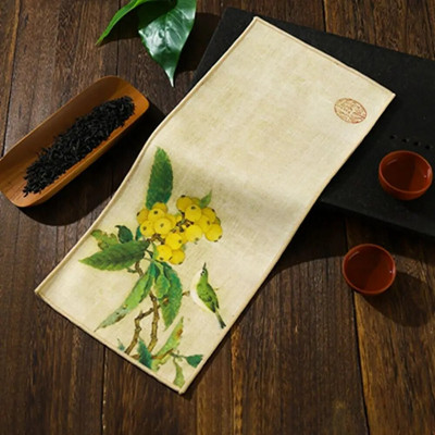 Kinų tapyba Senovinio stiliaus arbatos ceremonijos rankšluostis Guochao Zen arbatos kilimėlis sutirštintas vandenį sugeriantis dažytas arbatos audinio rankšluostis