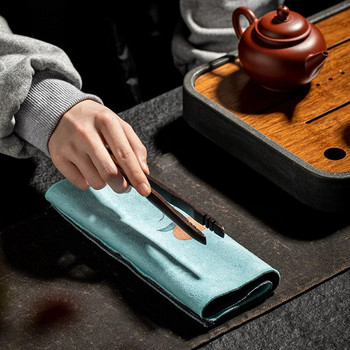Дебела китайска велурена кърпа за чай Рисувана кърпа Супер абсорбираща мека домакинска кухненска удебелена кърпа за почистване на маса Избършете прах