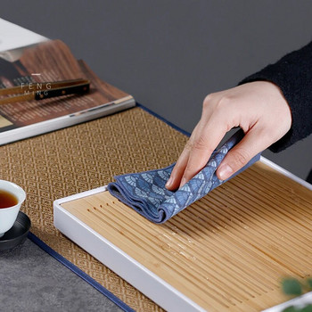 Памучна кърпа за чай Силно абсорбираща кунг-фу комплект за чай Аксесоари Удебелена кърпа за почистване на маса Велурена кърпа за чай Домакинска кърпа за ръце