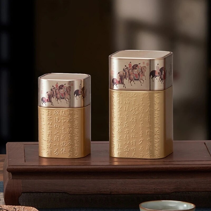 Kaasaskantavad väikesed teepakendid, karp, minitühi teepurk Vintage plekk-konteinerid Teesulgur, niiskuskindel