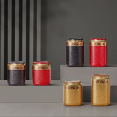 Vintage teekarp metallist haamer tee hoiustamiskonteiner, köögi hoiukast, kaanega plekkpurgid Kodumajapidamises kasutatavad üldised teepurgid 250g