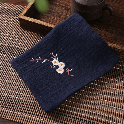 Medvilninis lininis kinų stiliaus Zen arbatos rankšluostis, sugeriantis sutirštintas skuduras, gėlių siuvinėjimas, rankšluostis arbatos padėkliuko priedai
