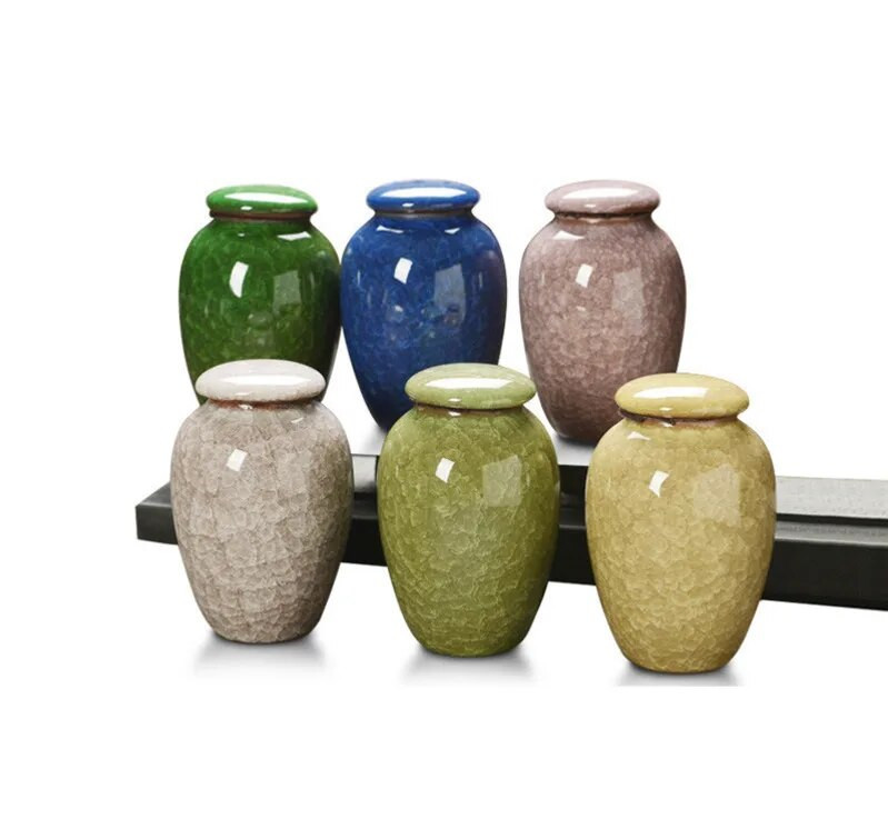 Väike kokkuvõtlik keraamiline jääpragude teekarp Mini hoiukonteinerid Teepurk, suletud teekomm Teetarvikud