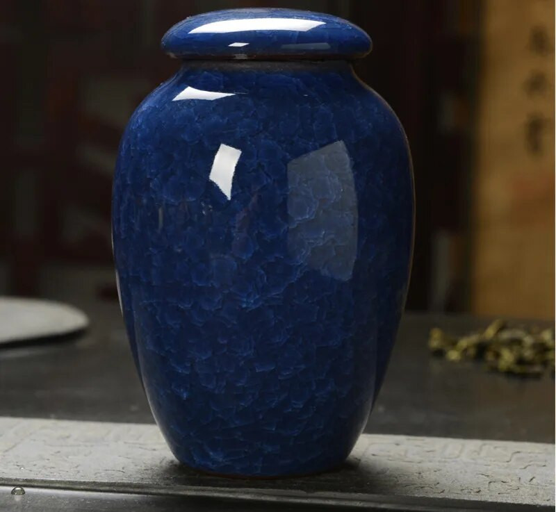 Väike kokkuvõtlik keraamiline jääpragude teekarp Mini hoiukonteinerid Teepurk, suletud teekomm Teetarvikud