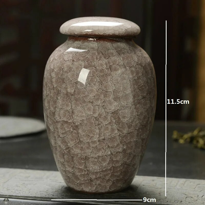 Väike kokkuvõtlik keraamiline jääpragude teekarp Mini hoiukonteinerid Teepurk, suletud teekomm Teetarvikud