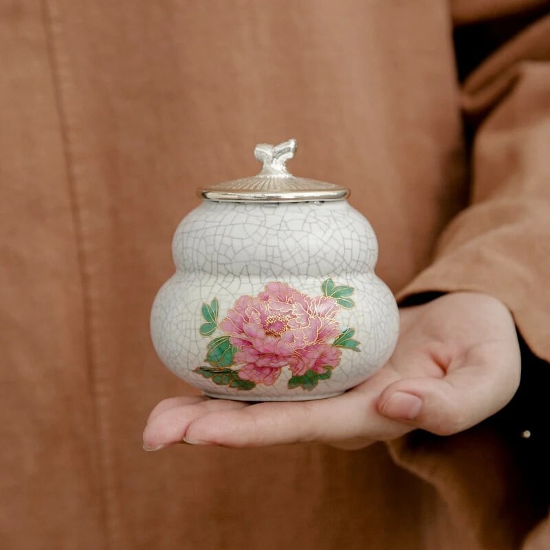 Ruyao tikva Mala posuda za čaj Keramička zatvorena posuda Ukrasi za posuđe za čaj Posuda za pohranu čaja Posuda za čaj Dekoracija stolića za kavu u dnevnoj sobi