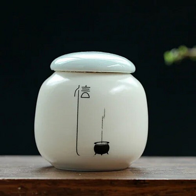 Individualus keramikinis arbatos skardinis, nešiojamasis mini arbatos indelis Kavos drėgmei atsparus stiklainis virtuvės prieskonių saugykla Arbatos rinkinio priedai namuose