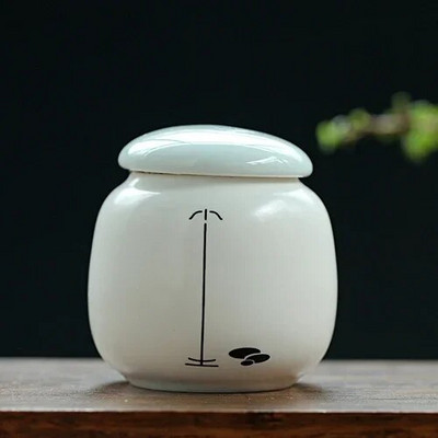 Individualus keramikinis arbatos skardinis, nešiojamasis mini arbatos indelis Kavos drėgmei atsparus stiklainis virtuvės prieskonių saugykla Arbatos rinkinio priedai namuose