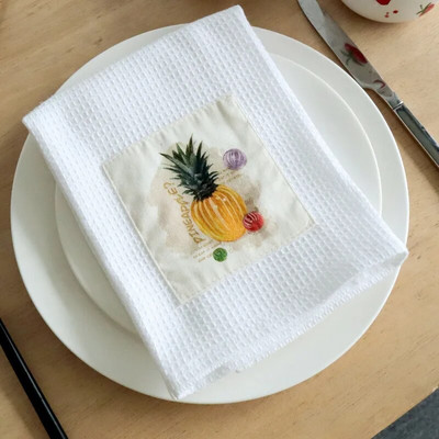 1tk 40x60cm valge vahvel, puuvillane teerätik, trükitud plaastriga köögilaua salvrätik jõulupeo kingituseks kaunistus