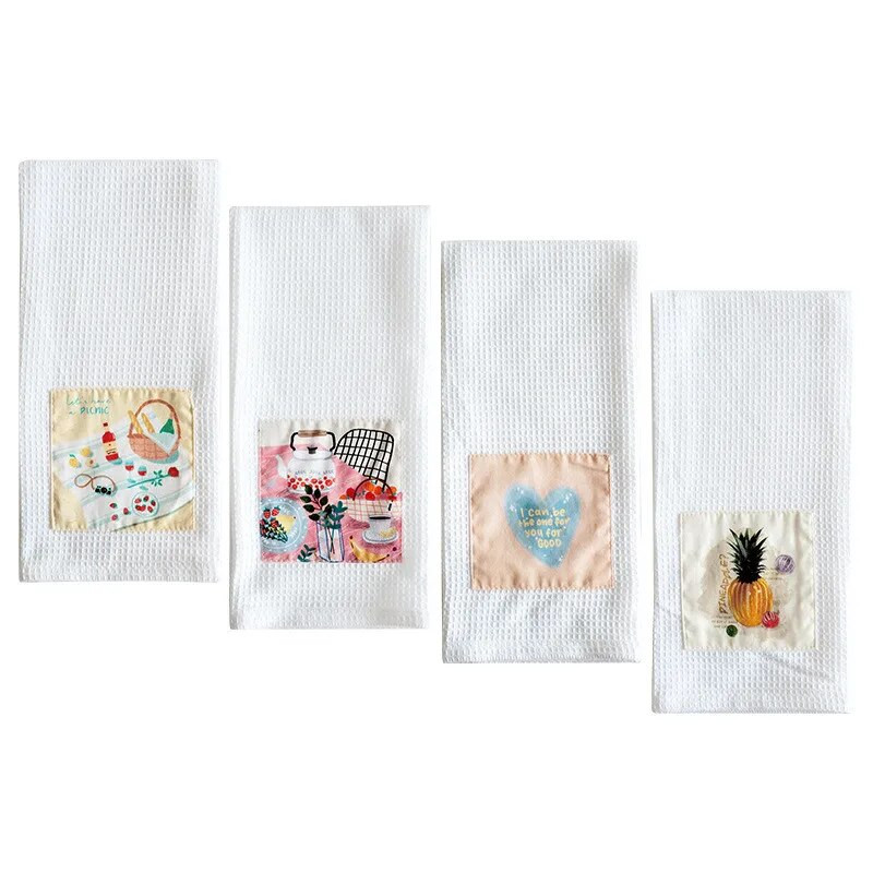 1tk 40x60cm valge vahvel, puuvillane teerätik, trükitud plaastriga köögilaua salvrätik jõulupeo kingituseks kaunistus