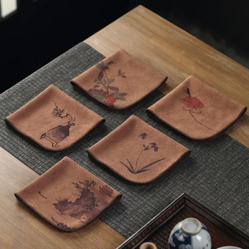 Китайски рисувани дебели хавлиени кърпи Супер абсорбиращи аксесоари за сервиз за чай от висок клас Подложки за маса Професионални консумативи за церемония RagTea