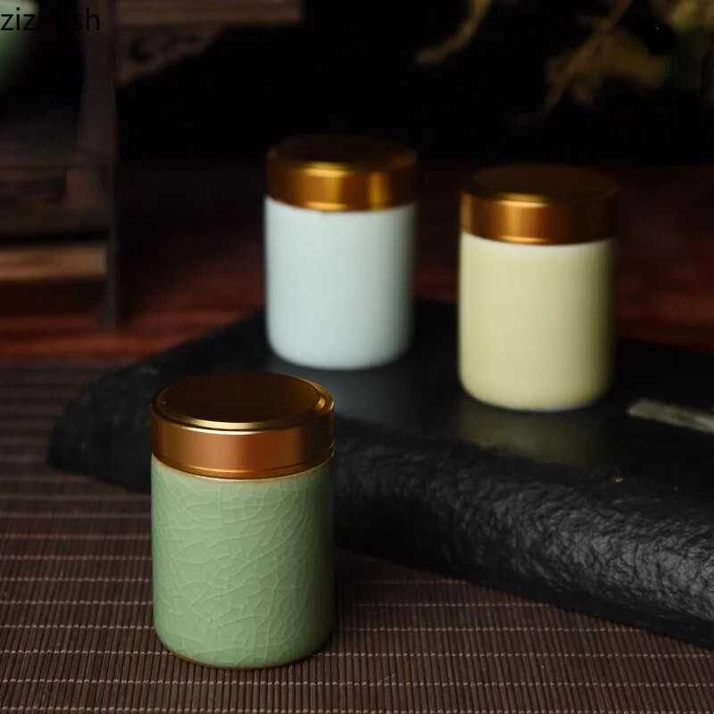 Keramička posuda za čaj s metalnim poklopcem Putna limenka za čaj Praktična mala kutija za čaj Posuda za čaj Spremnik za pohranu Organizator čaja Staklenka za slatkiše