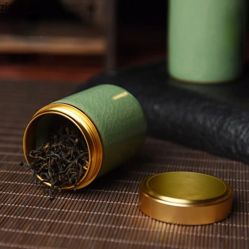 Keramička posuda za čaj s metalnim poklopcem Putna limenka za čaj Praktična mala kutija za čaj Posuda za čaj Spremnik za pohranu Organizator čaja Staklenka za slatkiše