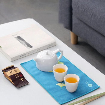 Чаена кърпа от микрофибър, имитация на еленова кожа, двуслоен кунг-фу сервиз за чай, кърпи, ръчно рисувана удебелена почистваща кърпа, кухненски парцал