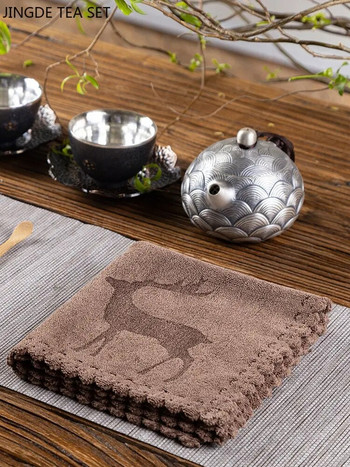 Водопоглъщаща кърпа за чай от териленов памук, кърпа за почистване на кухненски бар, маса за чай, подложка за чайник, аксесоари за прибори за чай