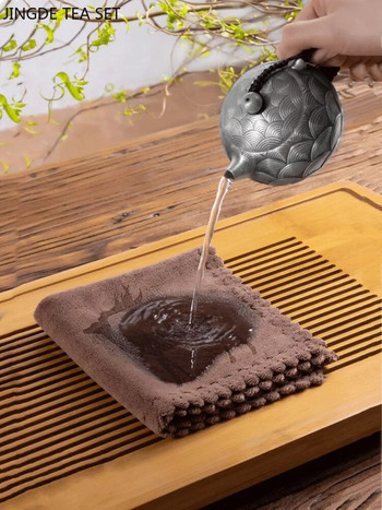 Τερυλένιο Παχύ βαμβάκι με απορροφητικό νερό Πετσέτα τσαγιού Μπαρ καθαρισμού πανί Πετσέτα τσαγιού Τραπέζι τσαγιέρα Ματ Αξεσουάρ τσαγιού