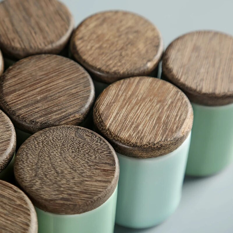 Celadon Boutique teekann Väike kaasaskantav mini-teekannus Jaapani stiilis keraamiline suletud pott puidust kaanega tee lao teekomplekt