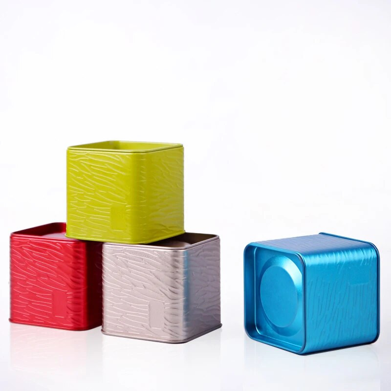 Tee ruudukujuline plekkpurk must tee kaasaskantav teepurk Väike plekkplaadiga teepurk Teesuhkru säilituskonteiner