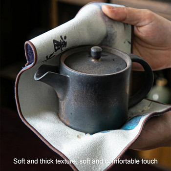 Удебелена кашмирена хавлиена кърпа за домашно дзен свитък за рисуване в китайски стил, абсорбираща кърпа от висок клас, тенджера за чаена церемония