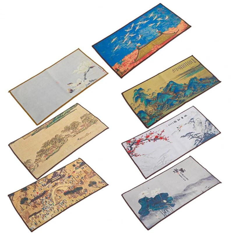 Paksendatud kašmiirist teerätik kodumajapidamises zen-hiina stiilis maalirulliks, kõrgekvaliteediline imav rätik, potti pliiatsi teetseremoonia