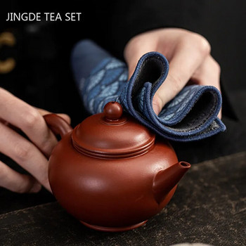 Винтидж рисувана дебела велурена чаена кърпа Домакинска дзен покривка за чаена маса Висококачествена абсорбираща подложка за чай Чаена салфетка Аксесоари за сервиз за чай