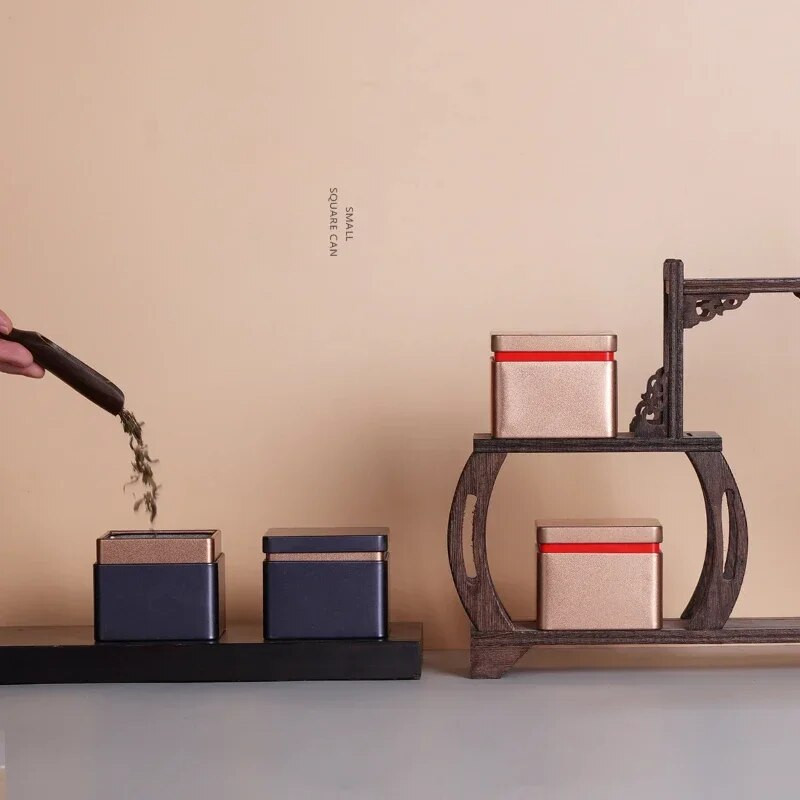 Teepurgiga suletud miniraudne teekorgija Ruudukujuline plekkkarp lahtine tee/teepillid/teekott säilituskarp pühadekinke rauaga konteiner