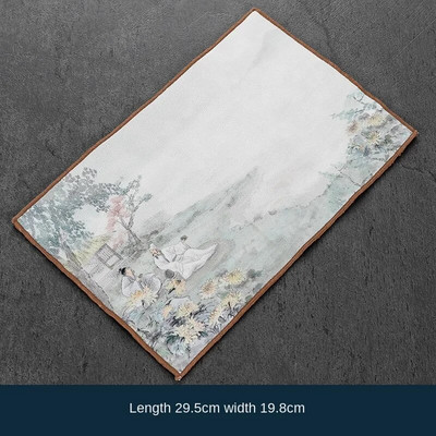 Bumbac in stil japonez Prosop de ceai absorbant de apa Ustensile pentru ceremonia ceaiului Față de masă gri Carpă Covoraș de ceai Ustensile pentru ceremonia ceaiului