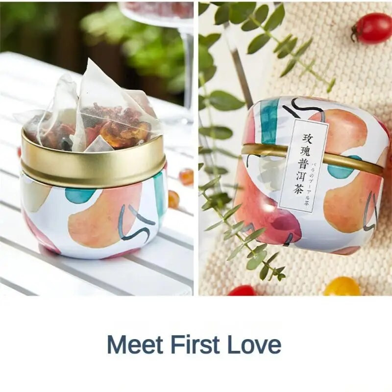 Kaasaskantav teekarp Tee Caddy kohvitee hoiustamiskonteiner Retromustriga trükitud metallpurgid Mini teekarbi korraldaja kingitused