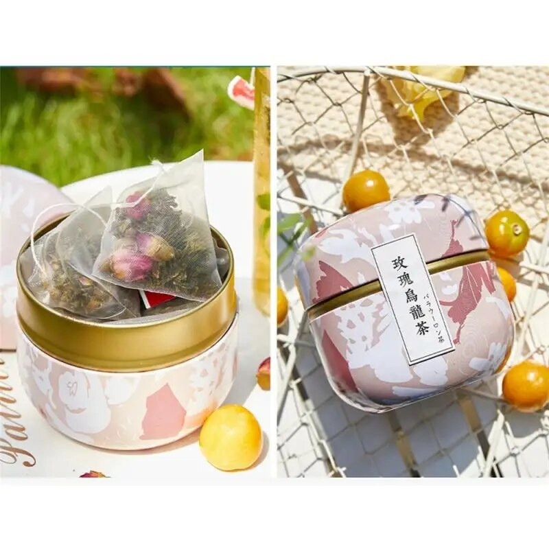 Kaasaskantav teekarp Tee Caddy kohvitee hoiustamiskonteiner Retromustriga trükitud metallpurgid Mini teekarbi korraldaja kingitused