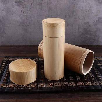 Екологична бутилка за подправки Бамбук с държач за капак Контейнер Кутия за чай Кутия за съхранение Органайзер